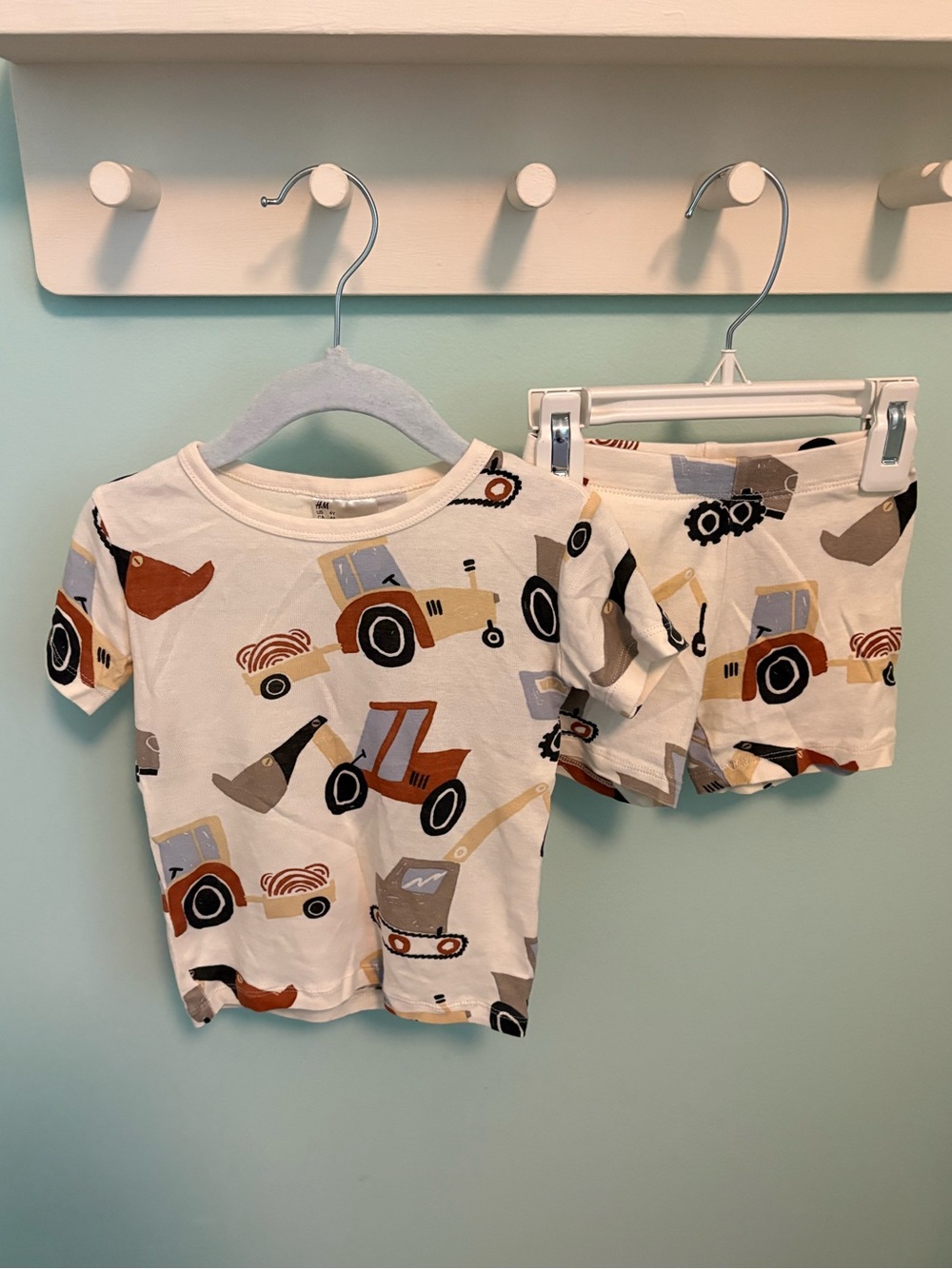 H&M Kids Pajama Set with Orange, Brown and Black Construction Trucks